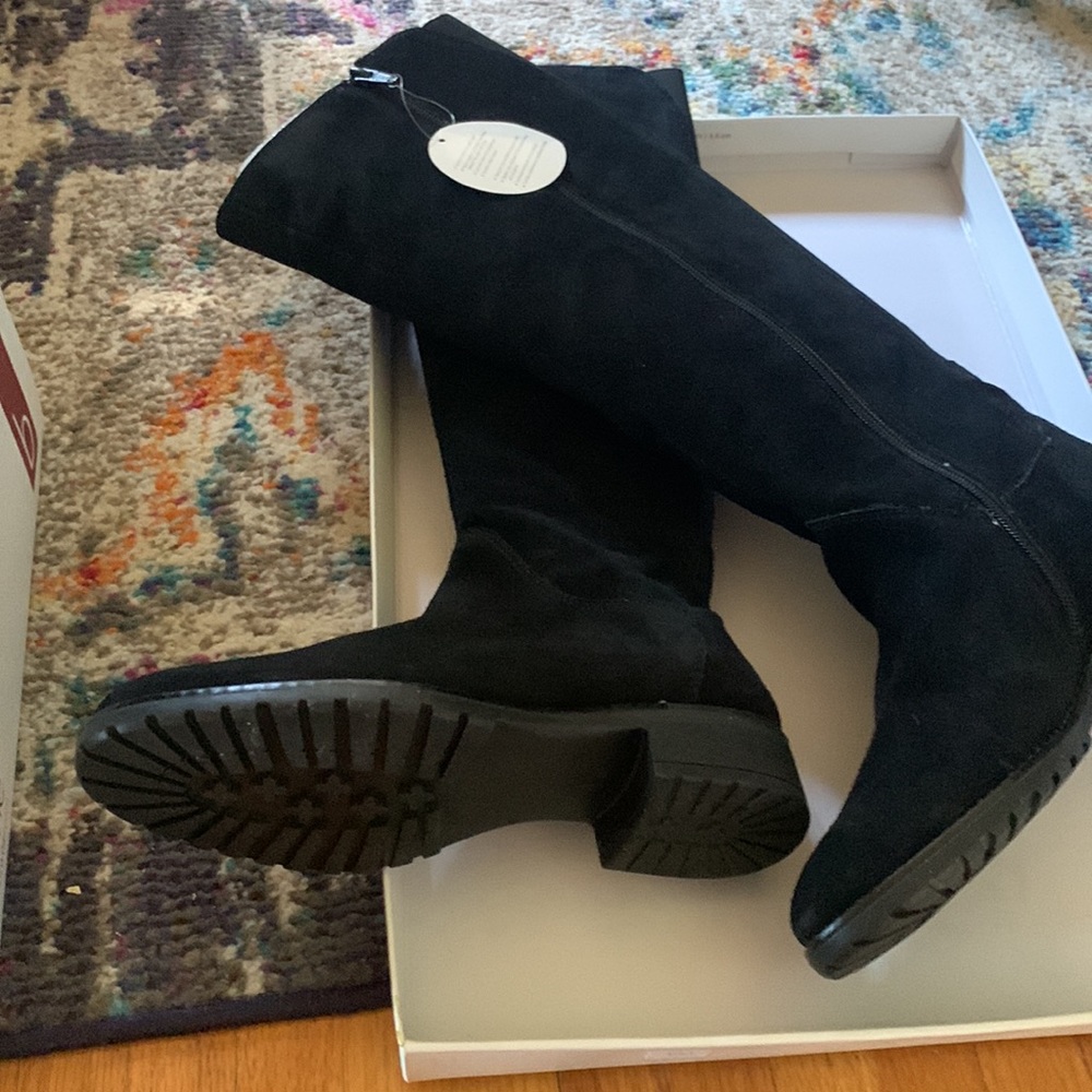 Biotime Ariana Weatherproof Black Suede Boots with Zipper